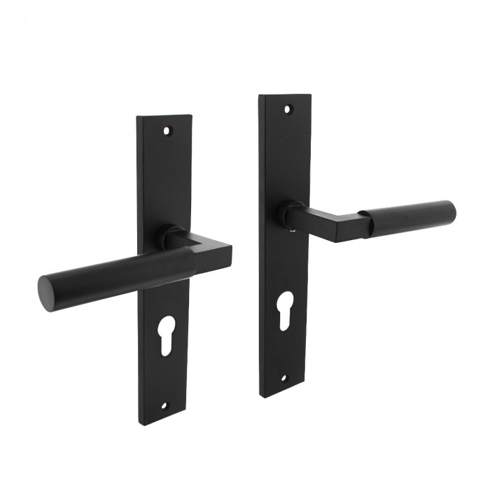 Intersteel Deurkruk Bau-Stil op schild 245x45 mm profielcilindergat 72 mm mat zwart main product photo