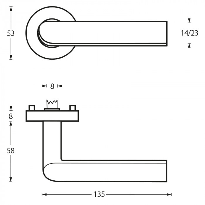 Intersteel Deurkruk Ovale Hoek 90° op rozet rvs geborsteld main product photo