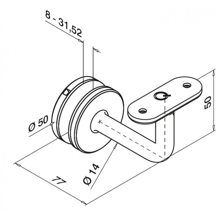 Leuninghouder vlak RVS-316 mat geslepen model 0117 main product photo