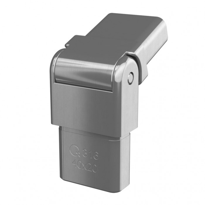 Hoekverbinder 0 tot 70 graden voor koker 40 x 20 x 2,0 mm verstelbaar RVS-316 mat geslepen model 4312 main product photo