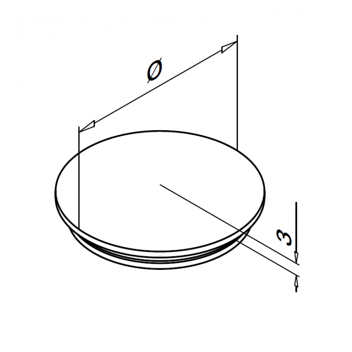 Eindkap afgerond 33,7 x 2,0 mm RVS-304 mat geslepen model 5734 main product photo