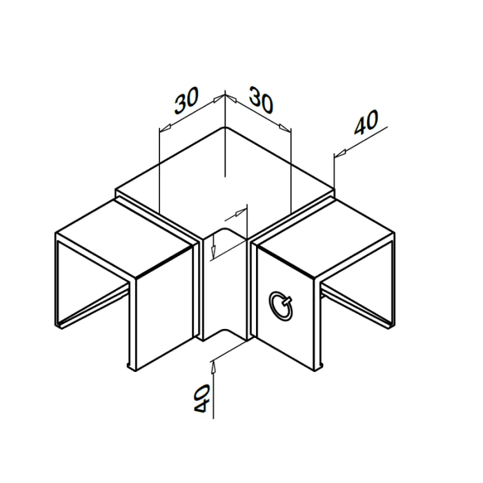 Hoekverbinder voor koker 40 x 40 mm vast RVS-304 mat geslepen model 6343