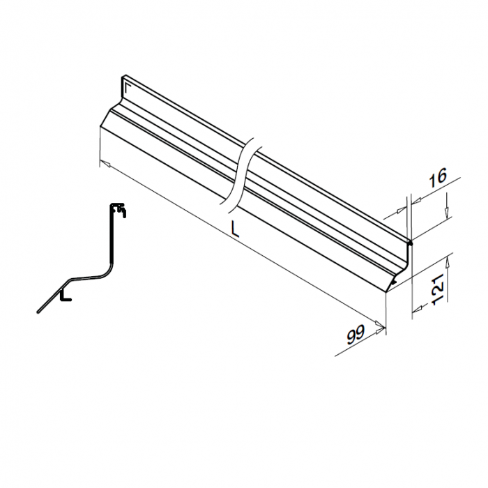 Waterdicht aansluitprofiel Easy Glass Smart topmontage lengte 5000 mm model 6980 aluminium (onbewerkt) main product photo