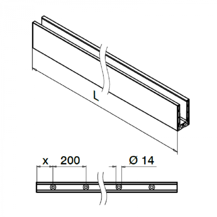 Easy Glass Smart vloerprofiel, topmontage, 5000 mm, model 8210, aluminium (onbewerkt) main product photo