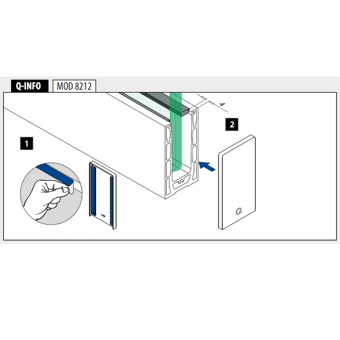 Eindkap Easy Glass Smart, topmontage, 115 x 63,5 mm, model 8212, Mat zwart main product photo