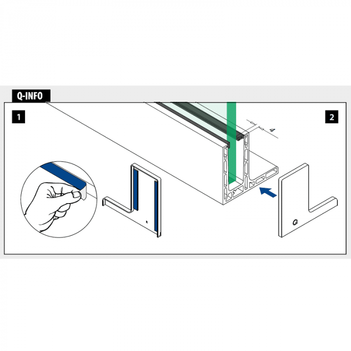 Eindkap Easy Glass Smart, topmontage, 130 x 117 mm, model 8222, aluminium (onbewerkt) main product photo