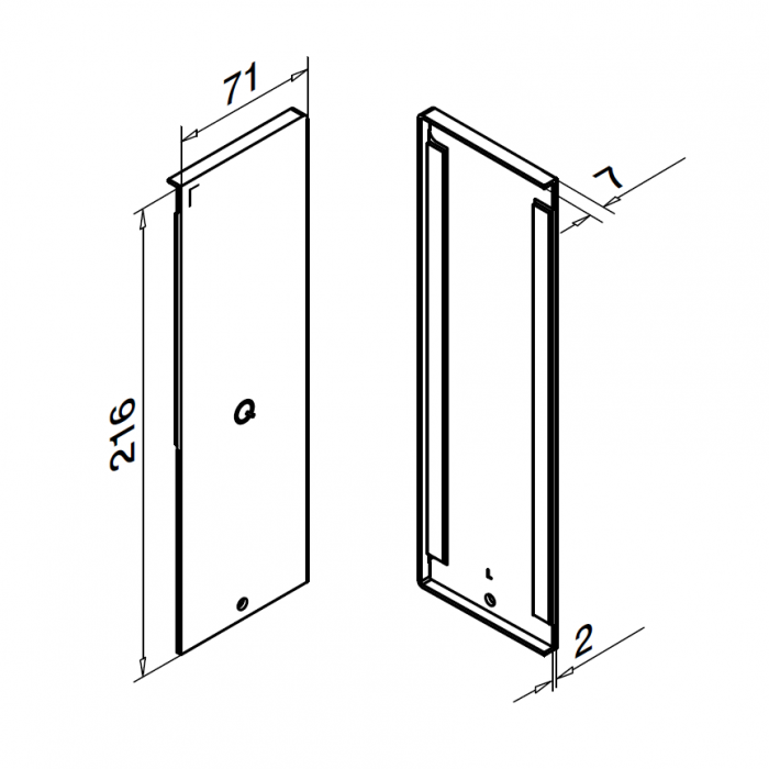 Eindkap Easy Glass Smart links zijmontage 216 x 71 mm model 8242 aluminium (onbewerkt) main product photo