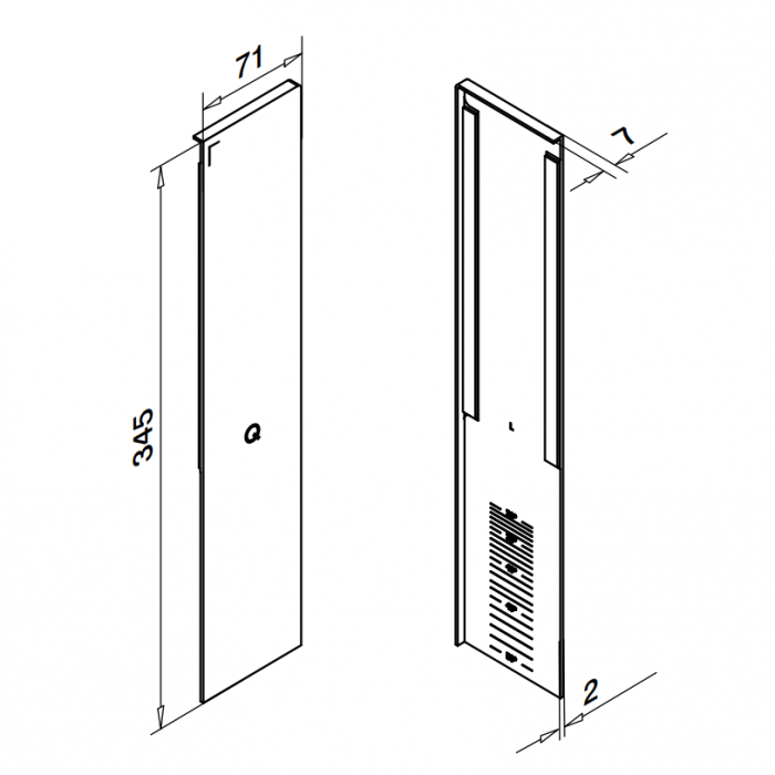 Eindkap Easy Glass Smart links zijmontage 345 x 71 mm voor trapmontage model 8243 aluminium (geanodiseerd) main product photo