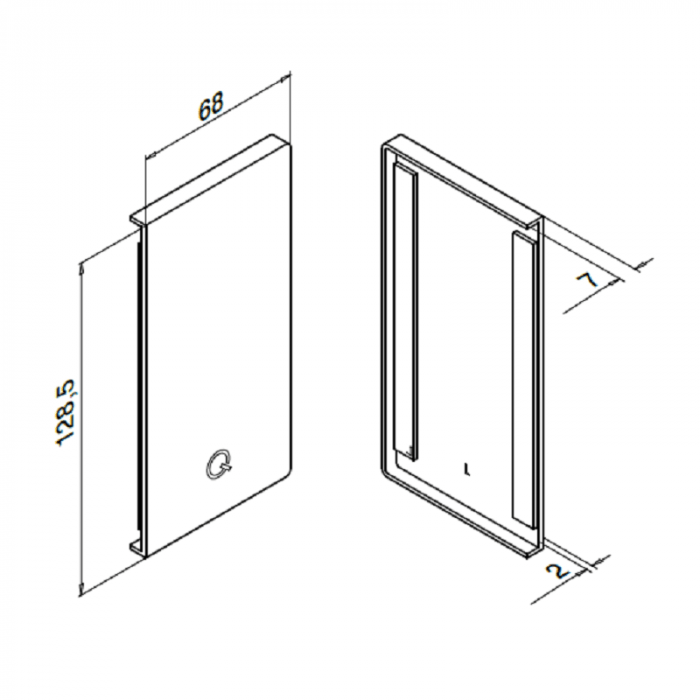 Eindkap Easy Glass Smart, zijmontage, 128,5 x 68 mm, model 8232, aluminium (geanodiseerd) main product photo