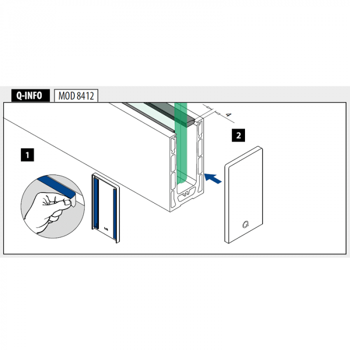 Eindkap Easy Glass Prime, topmontage, 131,5 x 75 mm, model 8412, aluminium (geanodiseerd) main product photo