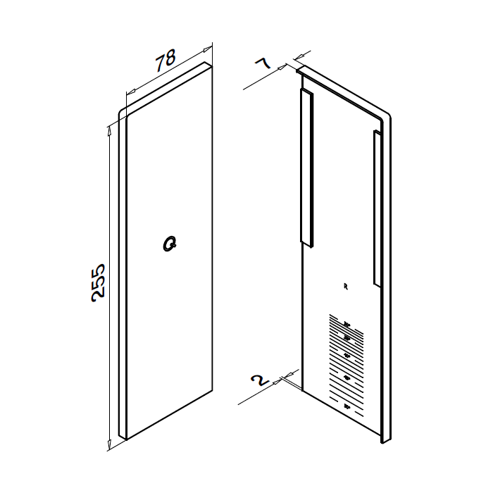 Eindkap voor trapmontage rechts Easy Glass Prime 255 x 78 mm model 8433 aluminium (geanodiseerd) main product photo