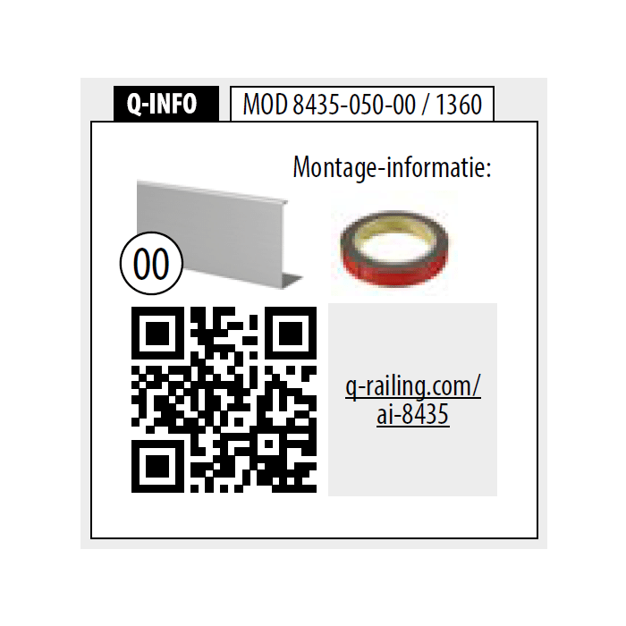 Abdeckprofil Easy Glass Prime, seitliche Montage, Länge 5000 mm, Modell 8435, Aluminium (roh) main product photo