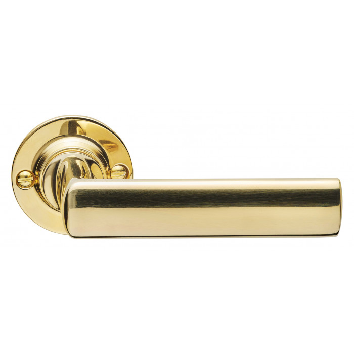 Deurkruk paar TIMELESS 1929GRR50 geveerd op rozet messing ongelakt main product photo