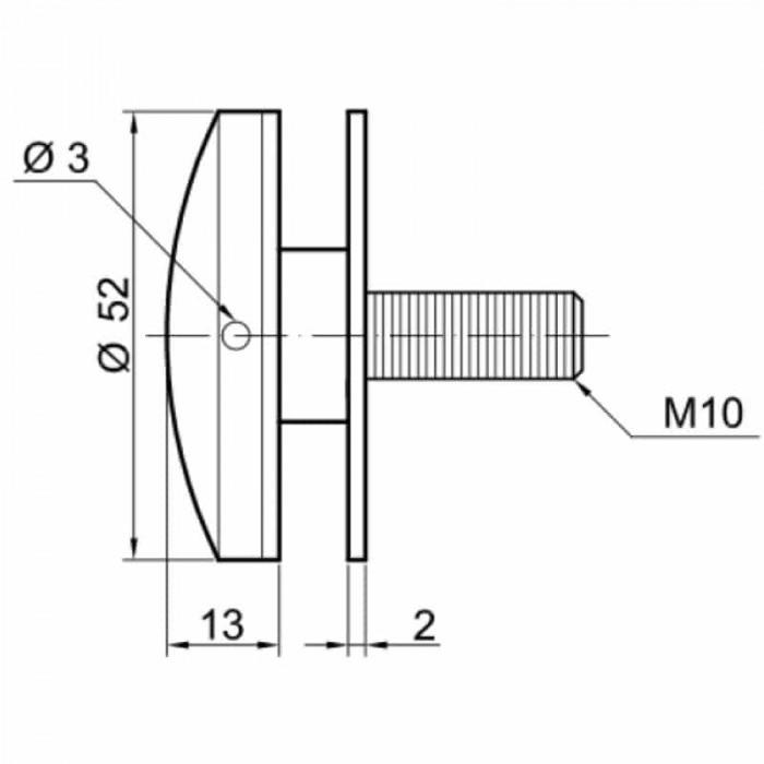 Glasadapter bol Ø 52 mm RVS-304 mat geslepen main product photo
