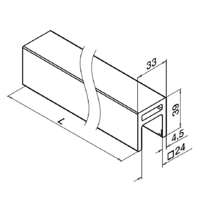 U-profielbuis 33 x 39 x 4,5 mm aluminium (onbewerkt) main product photo
