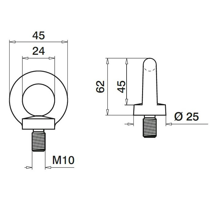 Oogbout, M10 draad, model 7355, RVS-316 main product photo