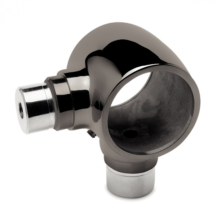 Opschuifsteun met 2 uitg. 90° Rochella voor buis Ø 25,4 mm zamak zwart main product photo