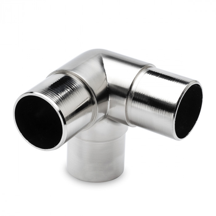 Kniefitting 90° met 1 uitg. 90° Kaia voor buis Ø 25,4 mm zamak RVS look main product photo