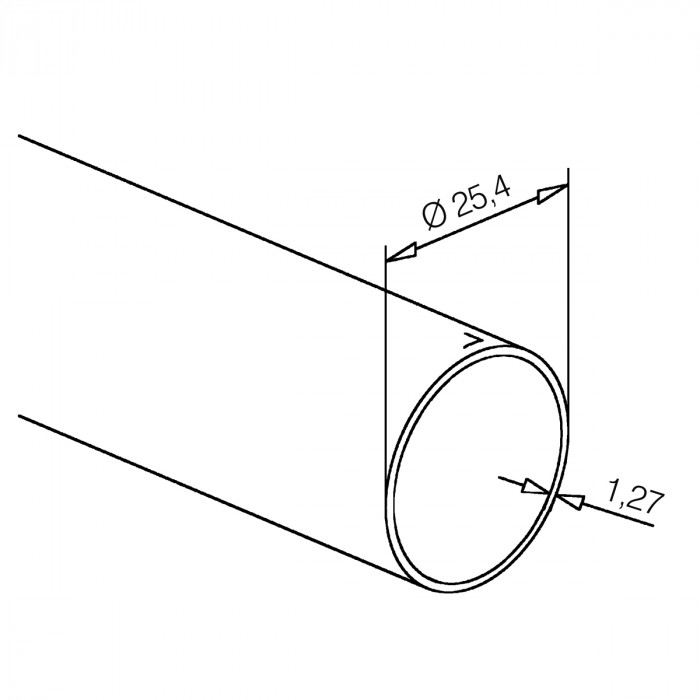 Buis 25,4 x 1,27 mm RVS-304 zwart gecoat main product photo