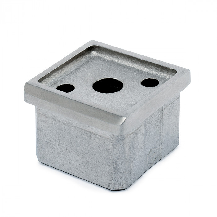Adapter voor vierkant buis Adaline vlak voor koker 35 x 35 mm zamak RVS look main product photo