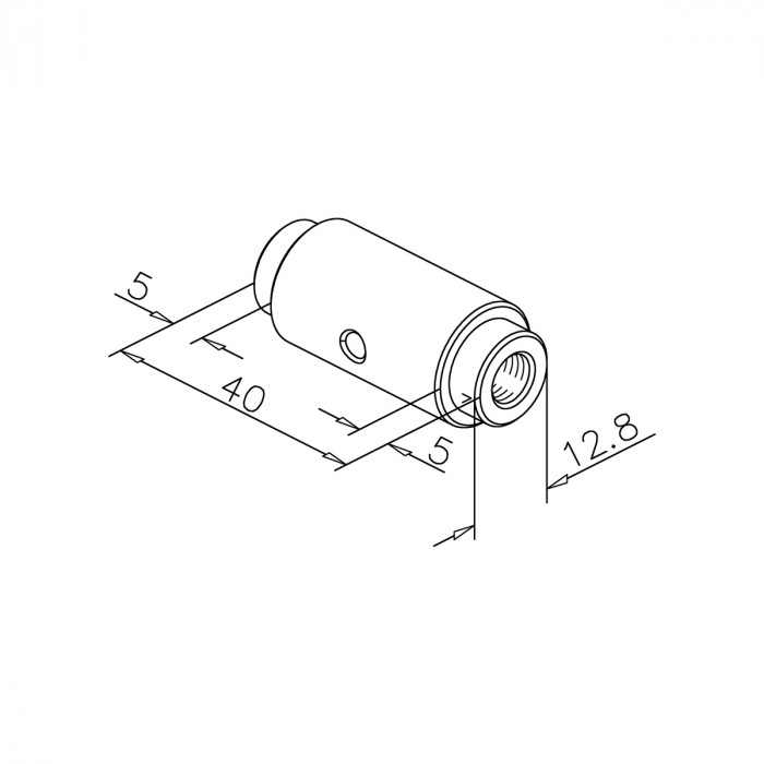 Binnenkern met M8-draad voor buis om in te lijmen Wicky Ø 19 mm RVS-304 mat geslepen main product photo
