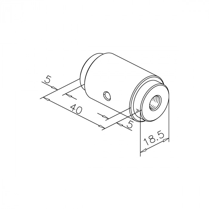 Binnenkern met M8-draad voor buis om in te lijmen Wicky Ø 25,4 mm RVS-304 mat geslepen main product photo