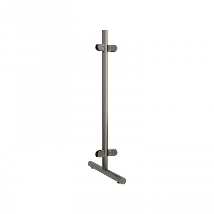 Mobiele balieschermpaal Keyana 45° hoekstaander zamak chroom look main product photo