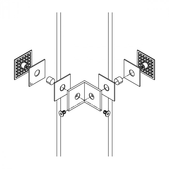 Glasklem 90°, glas/glas, voor glasdikte 8 - 12 mm RVS-304 main product photo