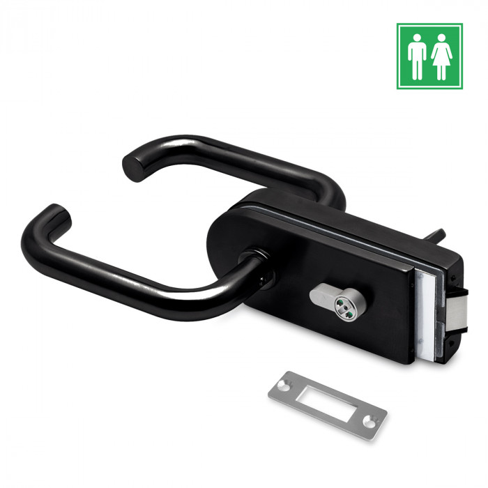 Glasdeurslot met krukken voor toilet Savita RVS-304 zwart main product photo