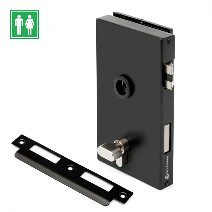 OFFICE Glasdeurslot voor toilet Melena DIN links zamak zwart main product photo