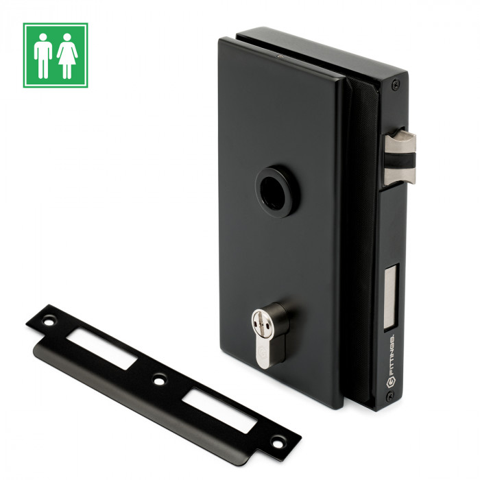 OFFICE Glasdeurslot voor toilet Melena DIN rechts zamak zwart main product photo