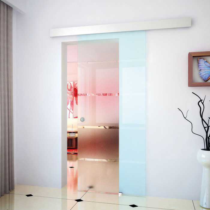 Schuifdeur inclusief komgreep en vloergeleiding Estrelle excl. glas zamak RVS look main product photo