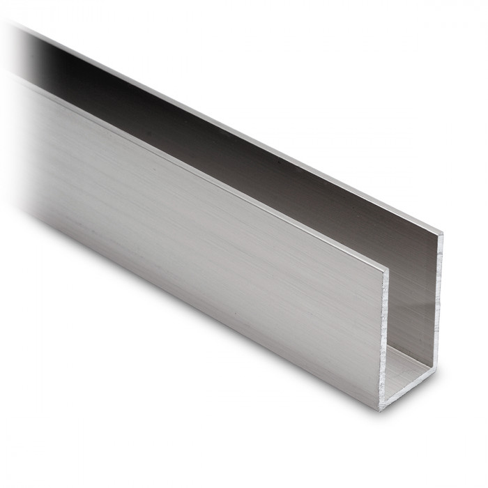 Aluminium U-profiel 40 x 20 x 40 mm RVS-Look main product photo