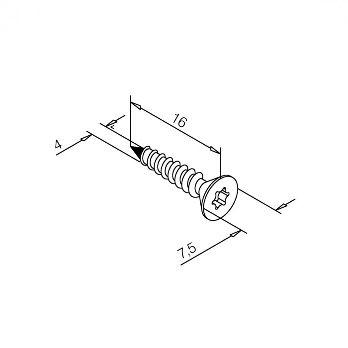 Houtschroef Tiffanie 4 x 16 mm torx RVS-304 mat geslepen main product photo