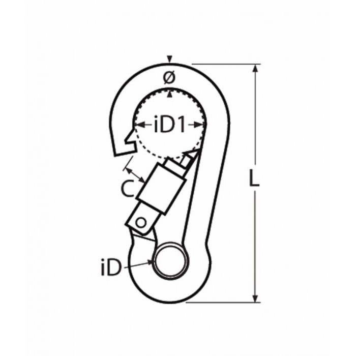 Karabijnhaak met borgmoer en oog 9 x 90 mm RVS-316 main product photo