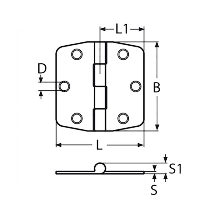 Scharnier met afdekkap 74 x 75 mm RVS-316 (A4) main product photo