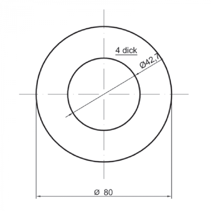 Schijf Ø 80 x 4,0 mm gat Ø 42,4 m RVS-304 mat geslepen main product photo