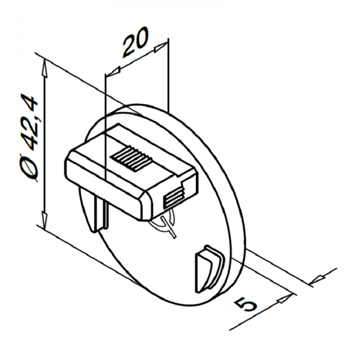 Vlakke eindkap voor u-profielbuis, 42,4 x 1,5 mm, Easy Hit, model 6732, onbewerkt aluminium main product photo