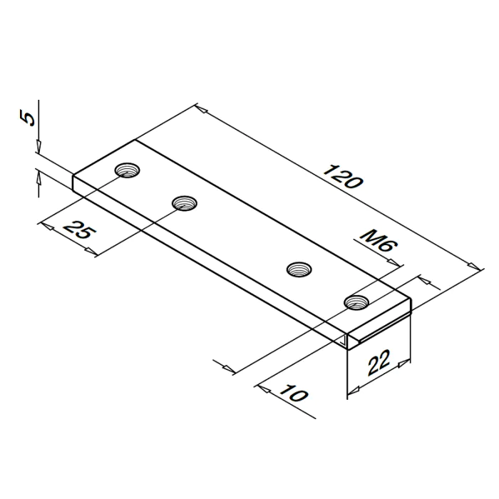 Verbinder voor U-profielbuizen, model 6795, onbewerkt aluminium