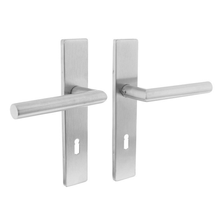 Intersteel Deurkruk Hoek 90° op rechthoekig schild sleutelgat 72 mm rvs geborsteld main product photo