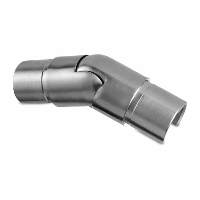 Hoekverbinder 25 tot 55 graden omlaag voor buis 30 x 1,5 mm verstelbaar RVS-304 mat geslepen model 6332 main product photo