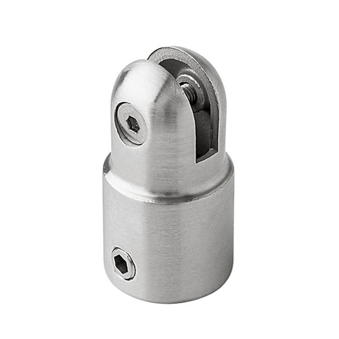 Koppeling plaatmontage staand voor buis 28 mm RVS-316 mat geslepen main product photo