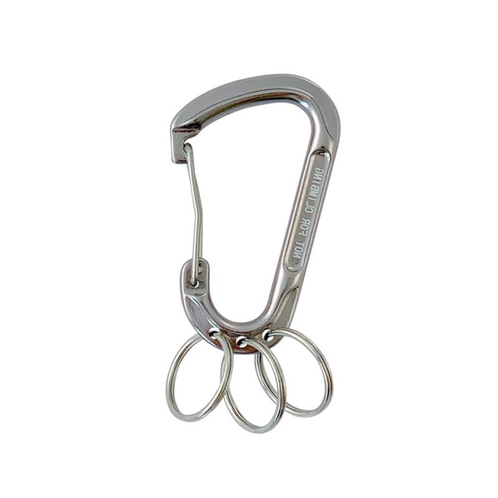 Karabijnhaak asymmetrisch met sleutelringen 76 x 45 mm aluminium zilver main product photo