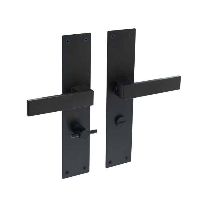 Intersteel Deurkruk Amsterdam met schild 250x55x2mm WC63/8 zwart RVS-304 main product photo