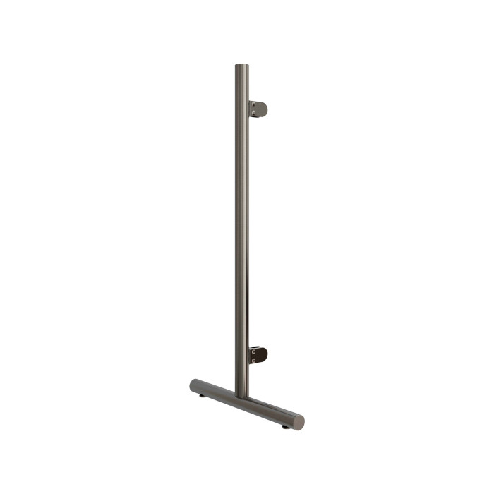 Mobiele balieschermpaal Keyana rechter staander zamak RVS look main product photo