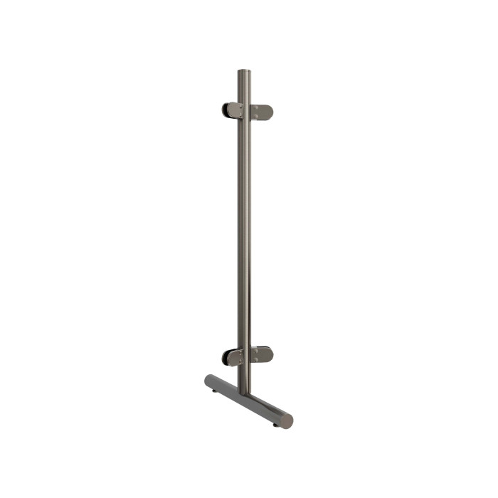 Mobiele balieschermpaal Keyana 45° hoekstaander zamak RVS look main product photo