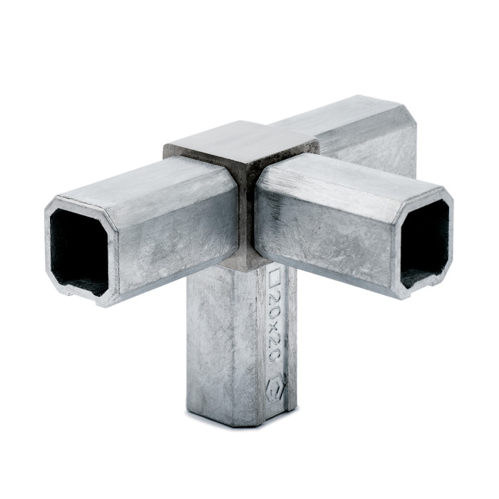 Vierkante buis connector T-stuk et 1 uitlaat Allson voor koker 20 x 20 mm RVS-304 mat geslepen main product photo