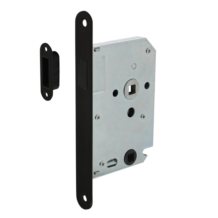 Intersteel Woningbouw magneet badkamer/toilet slot 63/8mm, voorplaat afgerond zwart main product photo