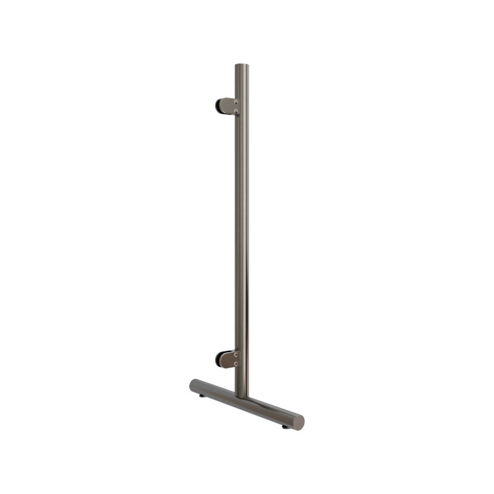 Mobiele balieschermpaal Keyana linker staander zamak RVS look main product photo