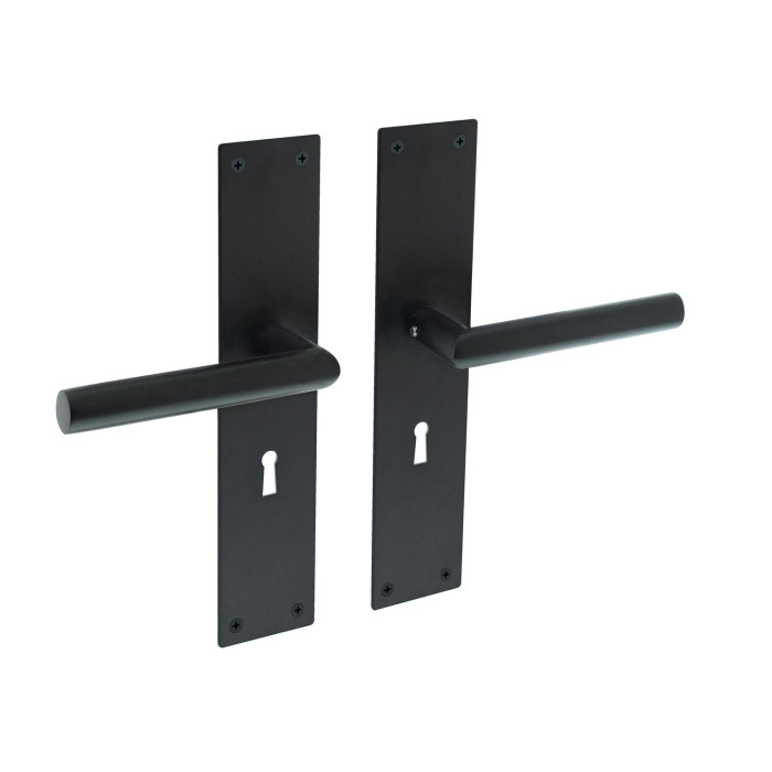 Intersteel Deurkruk Jura met schild 250x55x2mm sleutelgat 56mm zwart RVS-304 main product photo